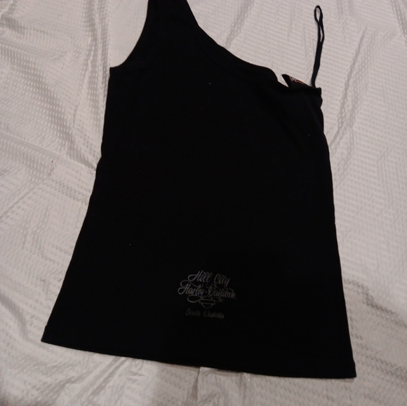 Harley-Davidson Black Tank with Red Logo Size M One Shoulder - Picture 4 of 4
